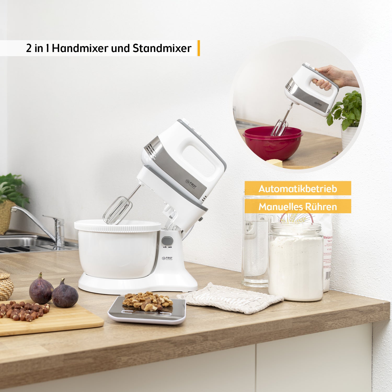 Küchen- und Knetmaschine mit Schüssel 3,5L, 500W