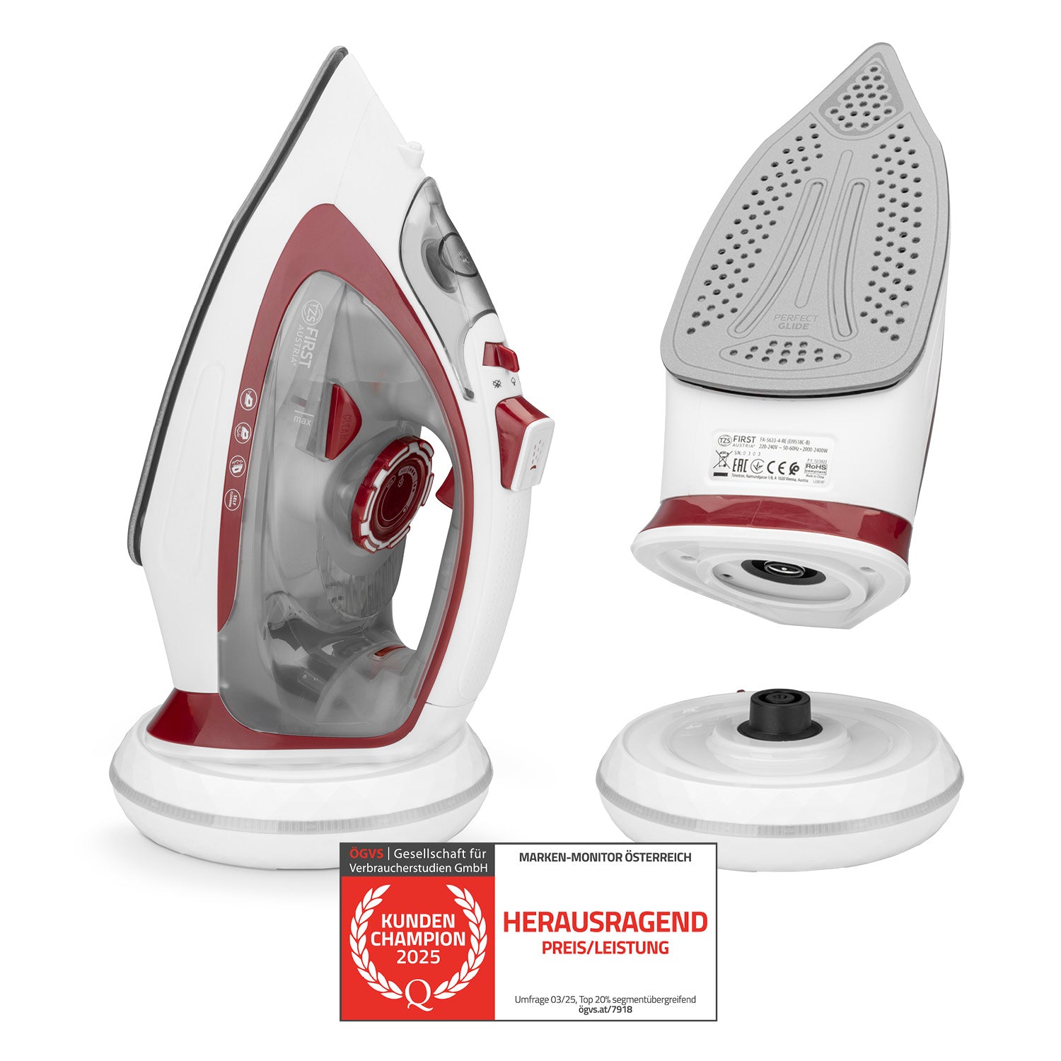 Cordless Steam Iron, Black/Anthracite – 2400W, with Charging Station