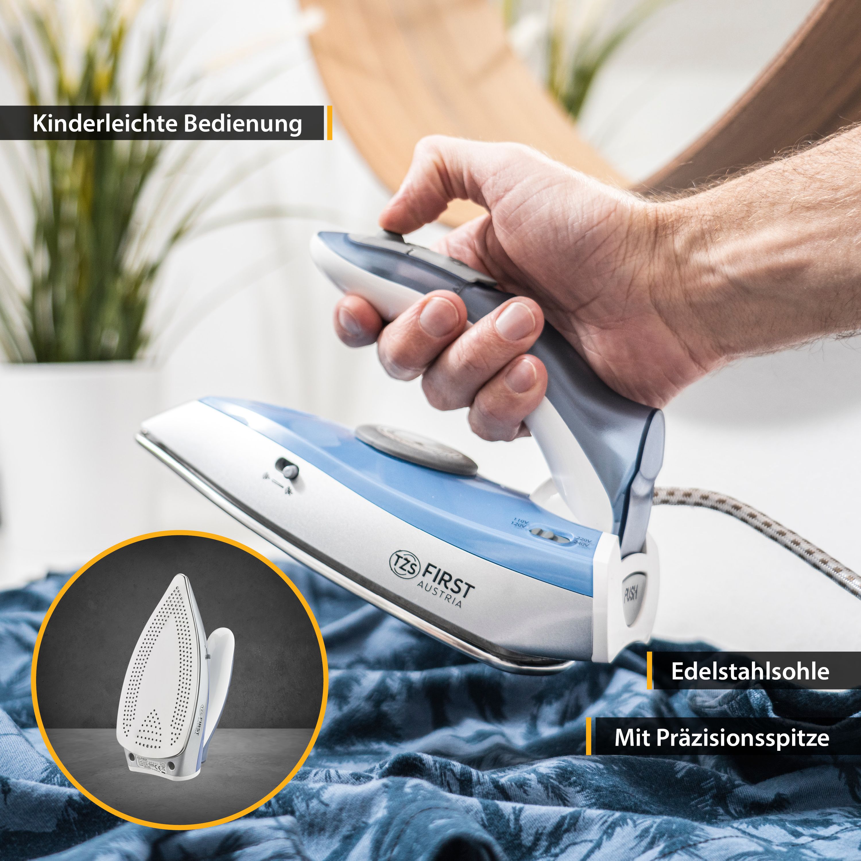 Reisebügeleisen, Mini Bügeleisen mit Klappgriff, Reise Bügeleisen