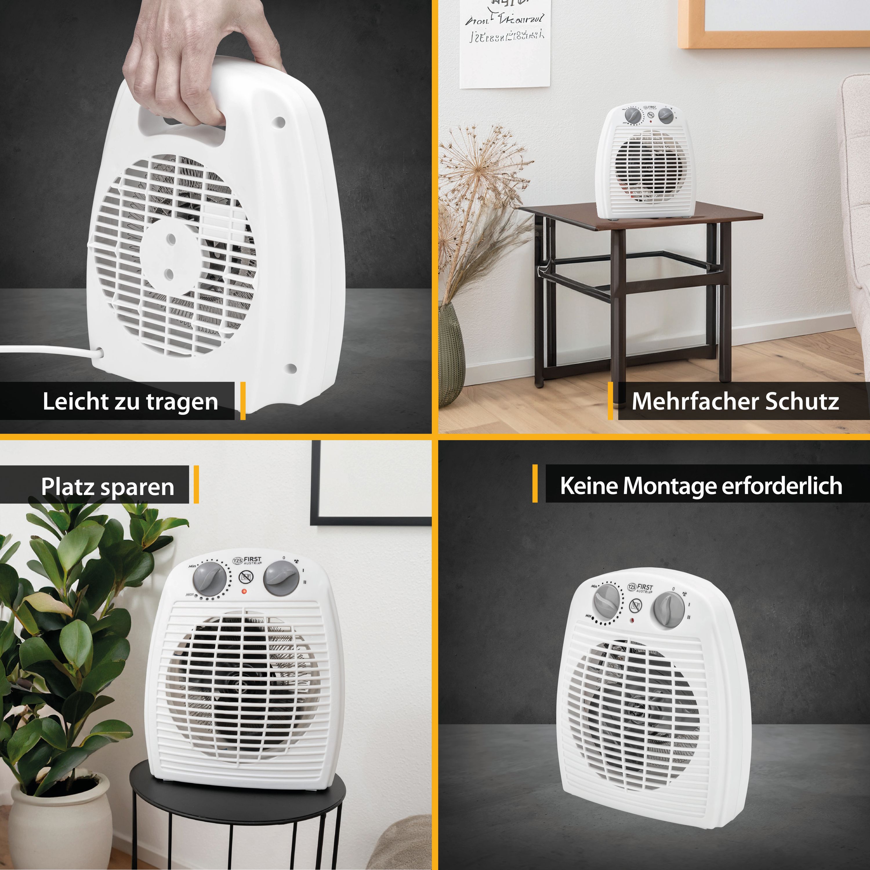 Heizlüfter mit Kaltluftventilator, Thermostat, Überhitzungsschutz