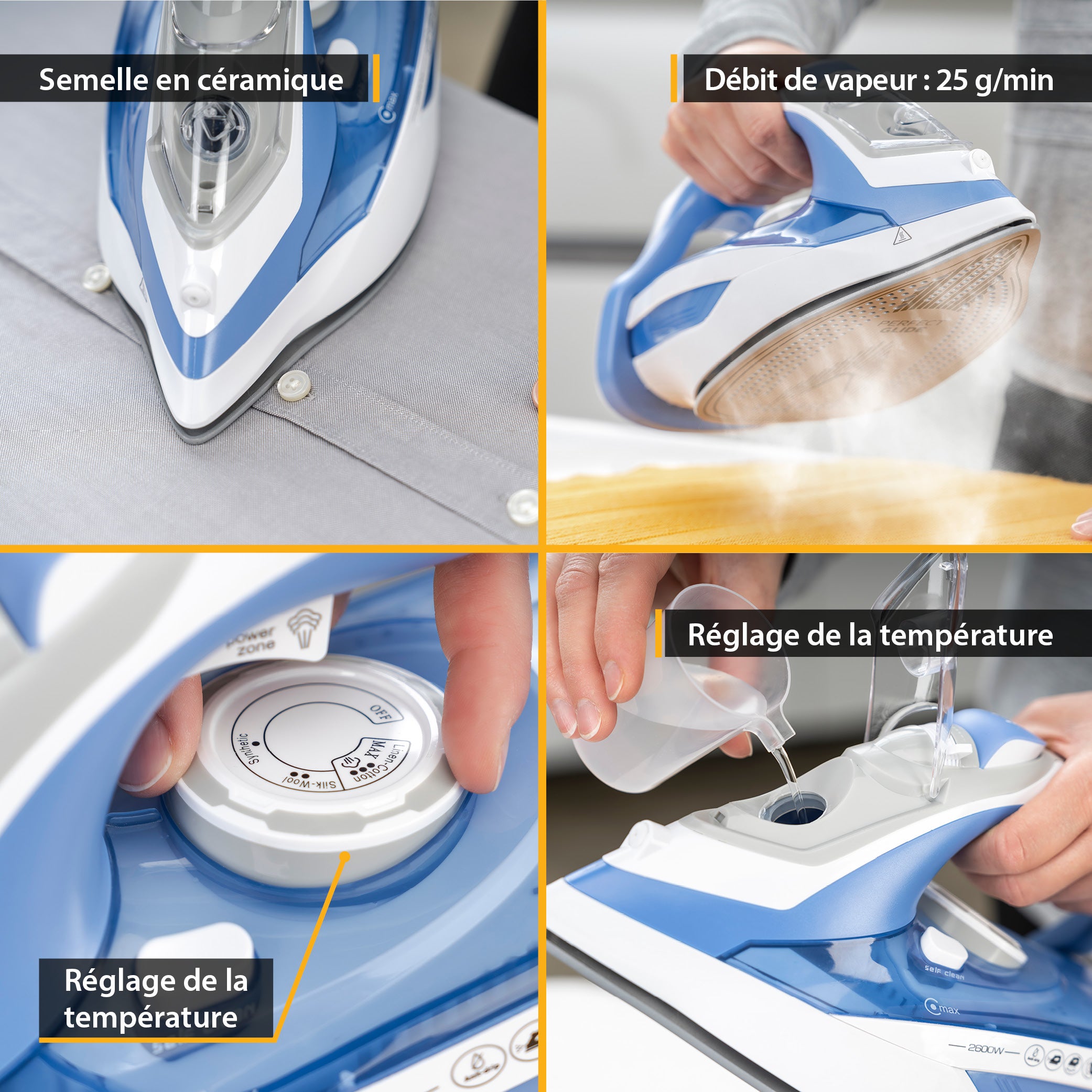 Dampfbügeleisen, verstellbare Dampfstärke & vertikaler Dampfstoß