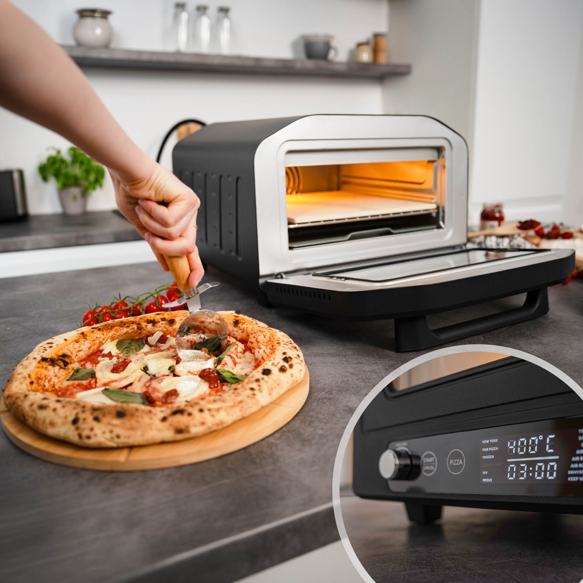 Pizza oven, 18L, 6 Pizza programs, Digital control panel
