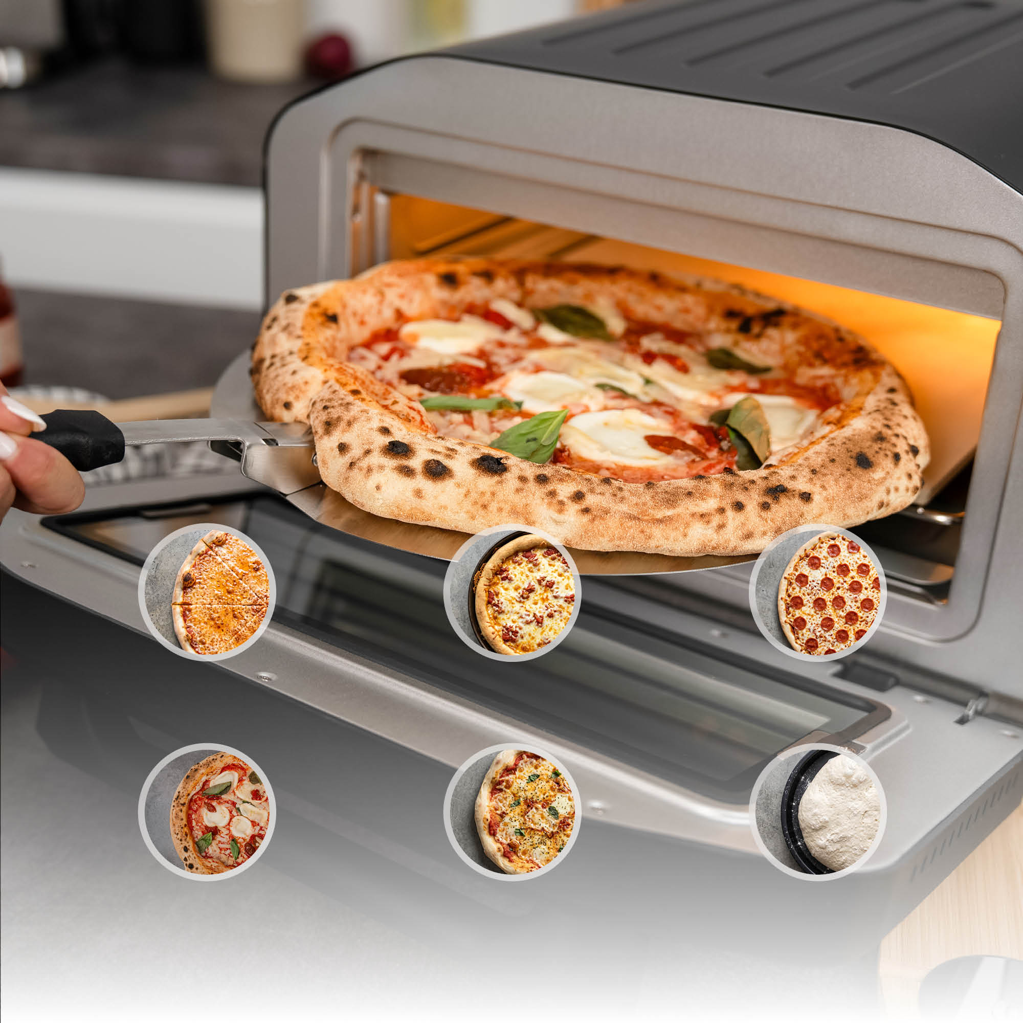 Pizza oven, 18L, 6 Pizza programs, Digital control panel