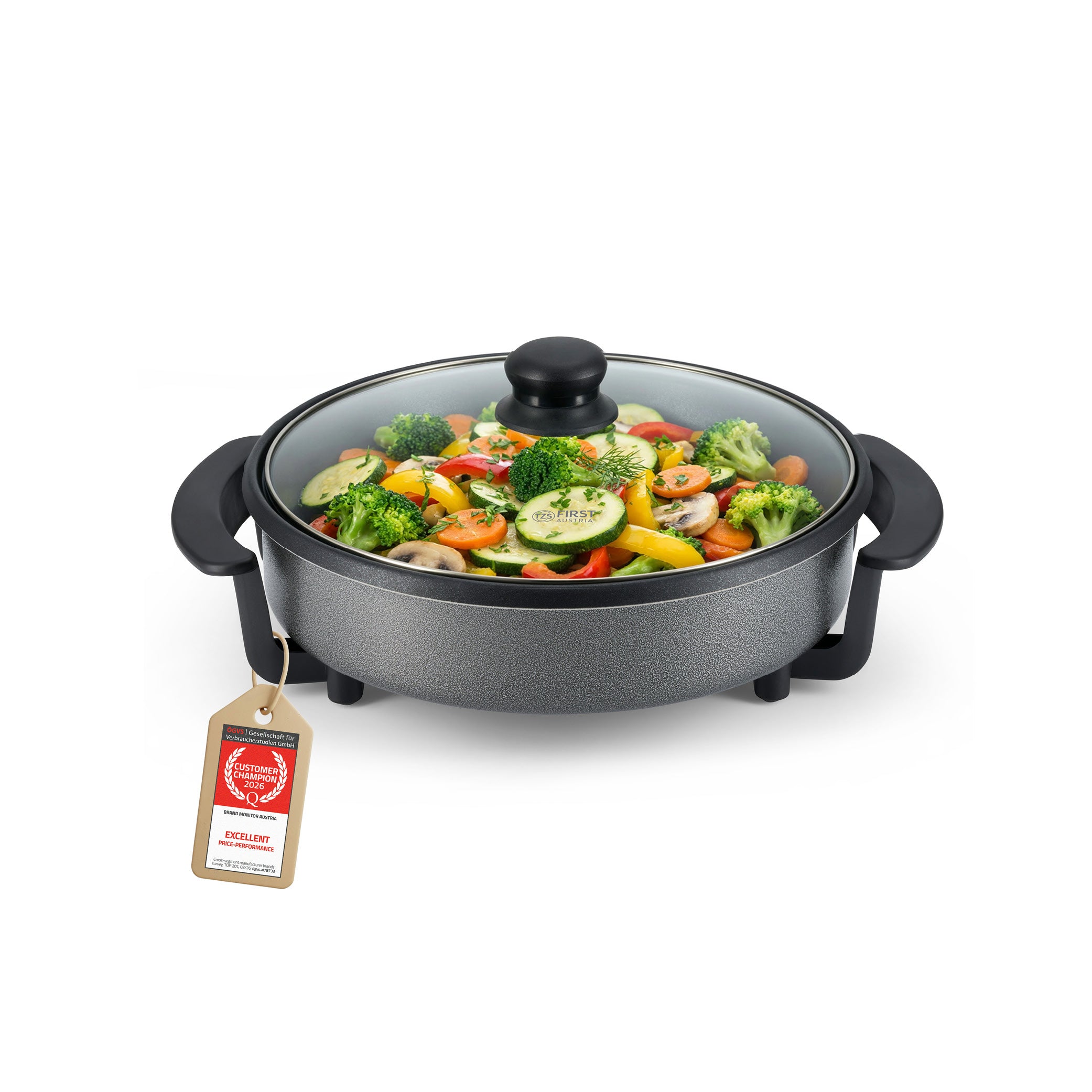 Elektrische Multipfanne 30cm, antihaftbeschichtet, inkl. Glasdeckel