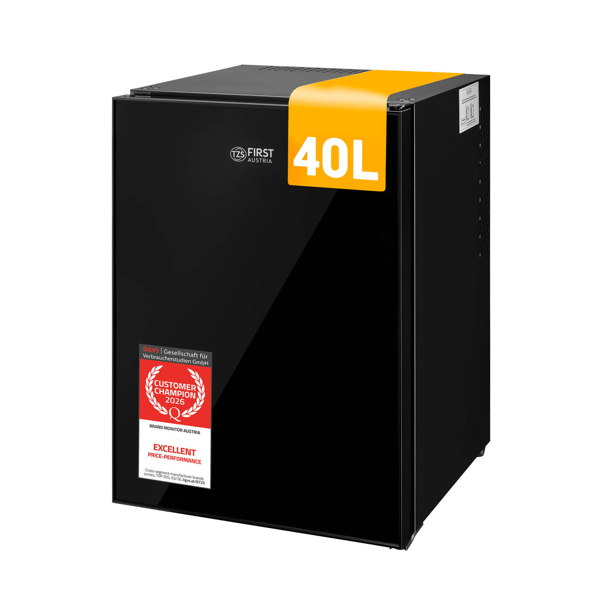 Minikühlschrank 40L - Glasfront Schwarz