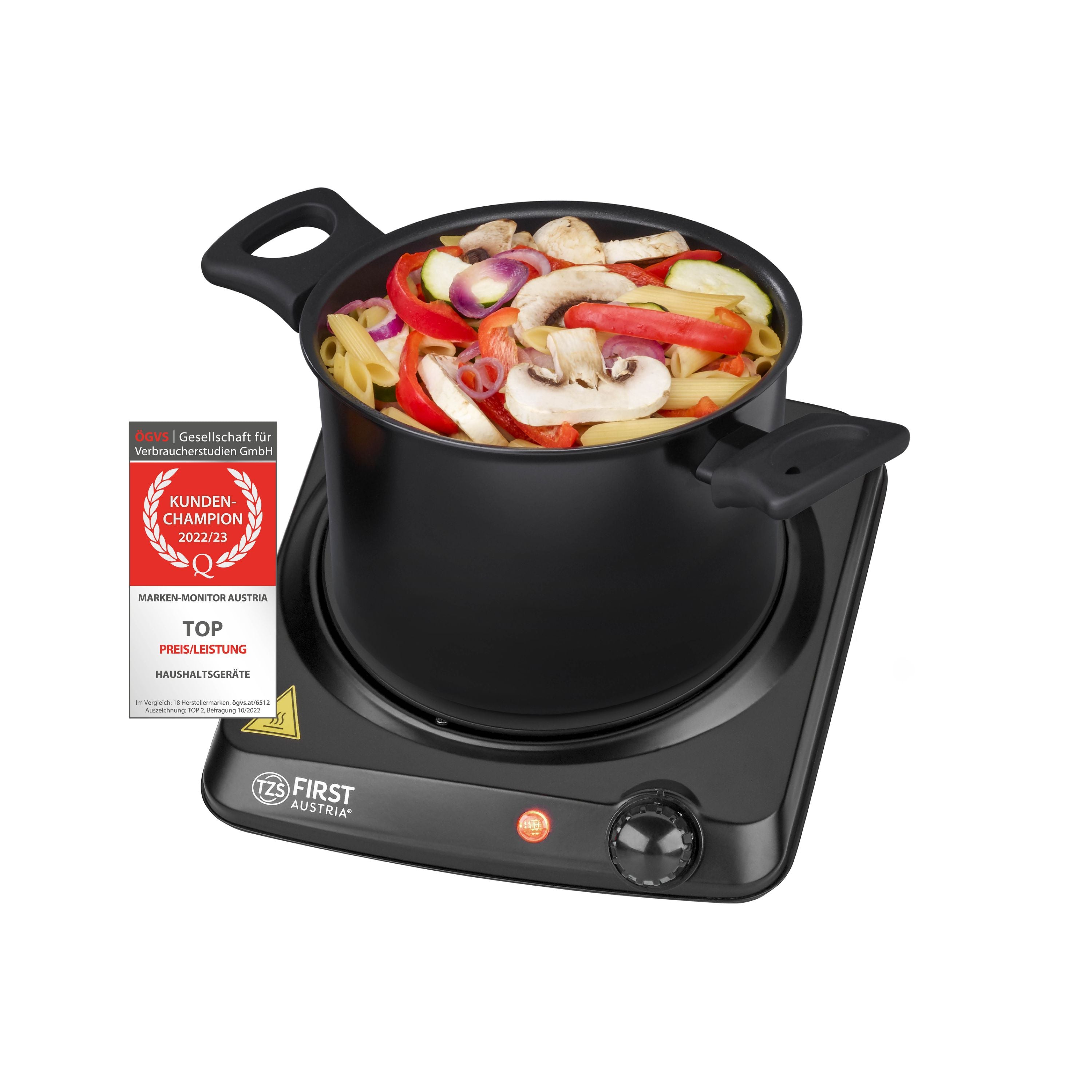 Einzelkochplatte 1200 W, Glaskeramik, mobil & energieeffizient