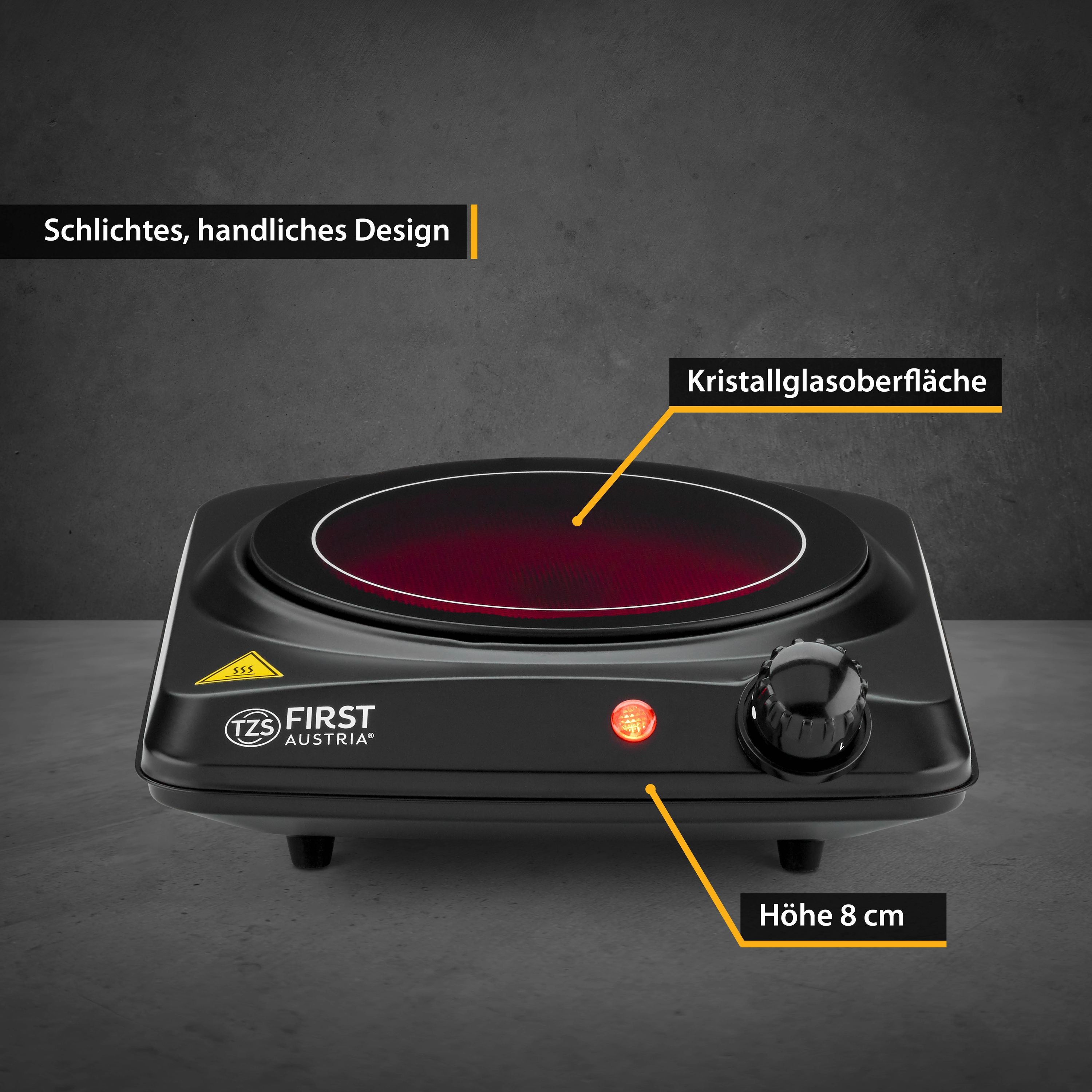Einzelkochplatte 1200 W, Glaskeramik, mobil & energieeffizient