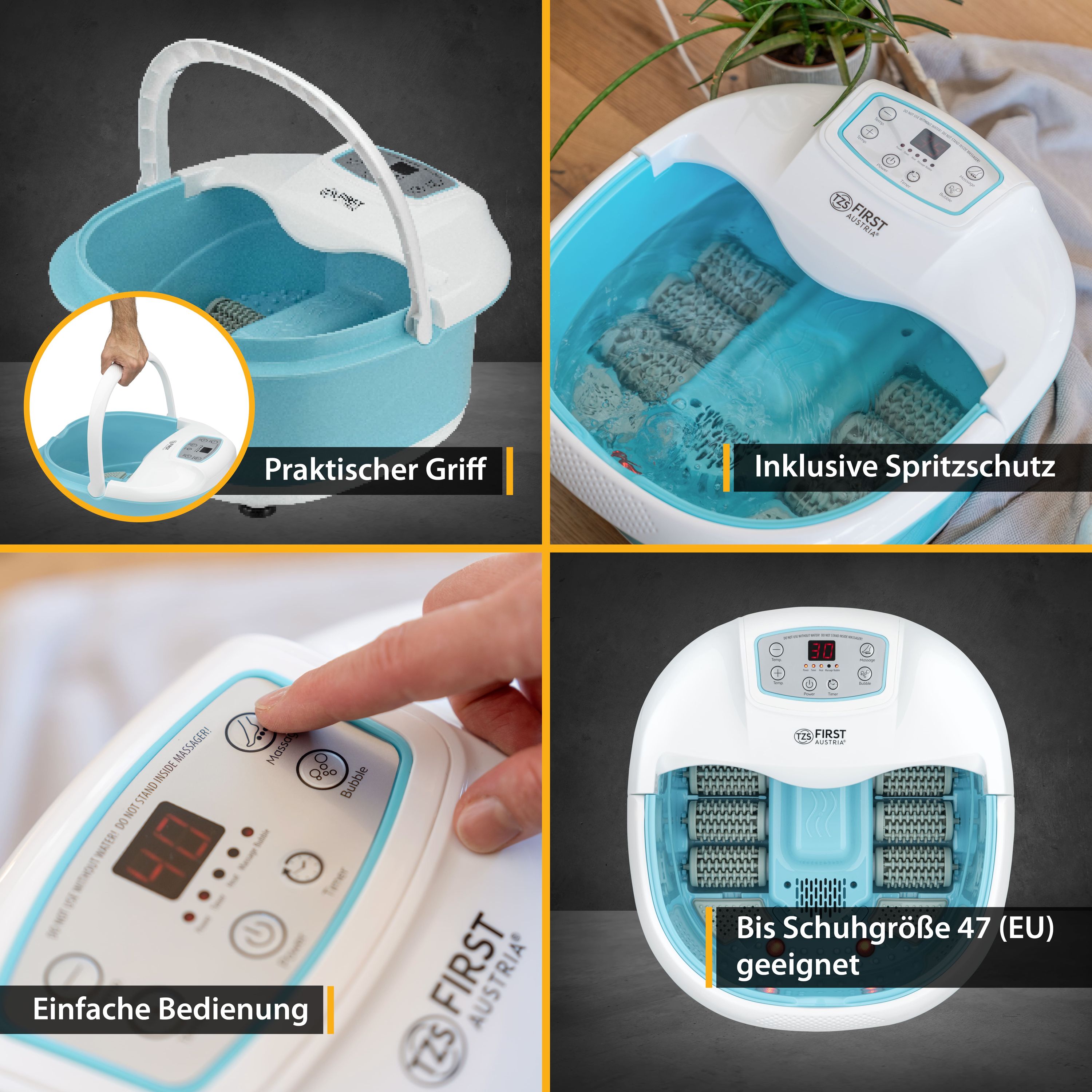 Massage-Fußbad | Infrarot & LED-Display | Blau/Weiß
