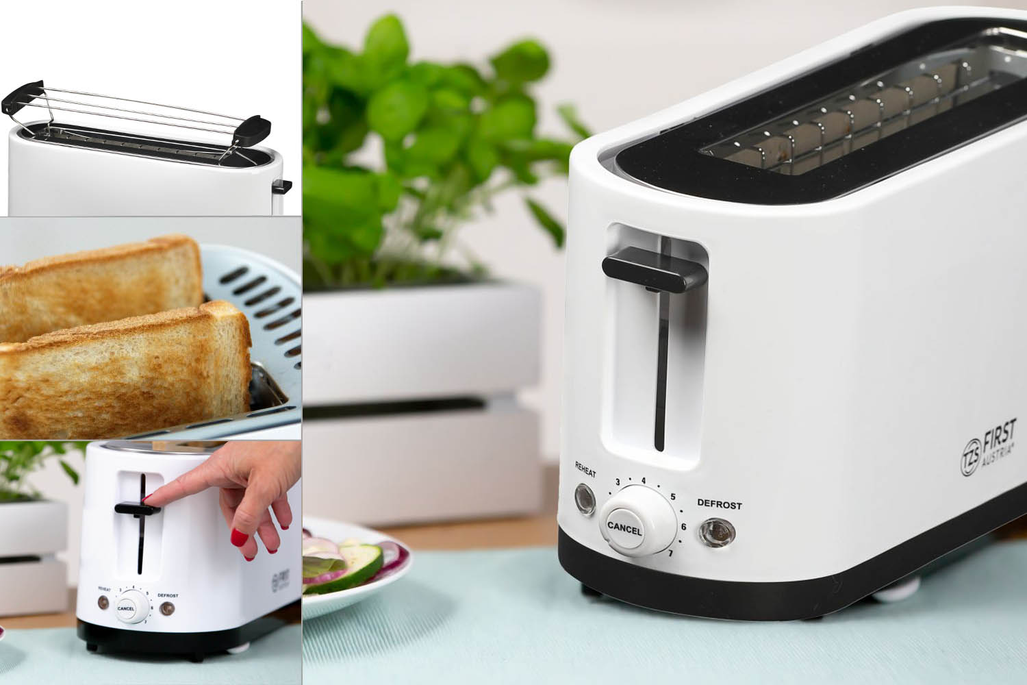Toaster 2 Scheiben weiß | Langschlitz