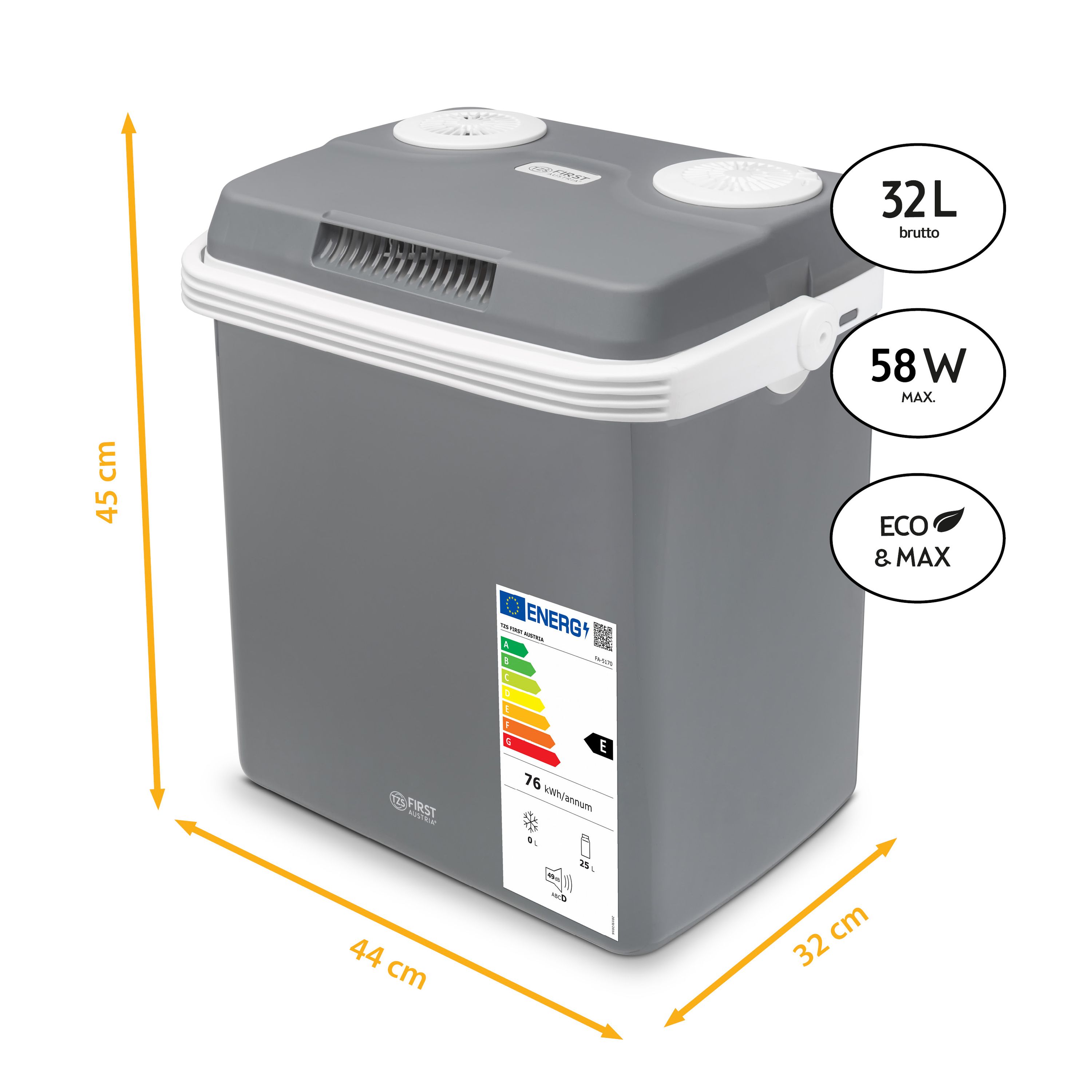 Elektrische Kühlbox | 32 Liter | Grau