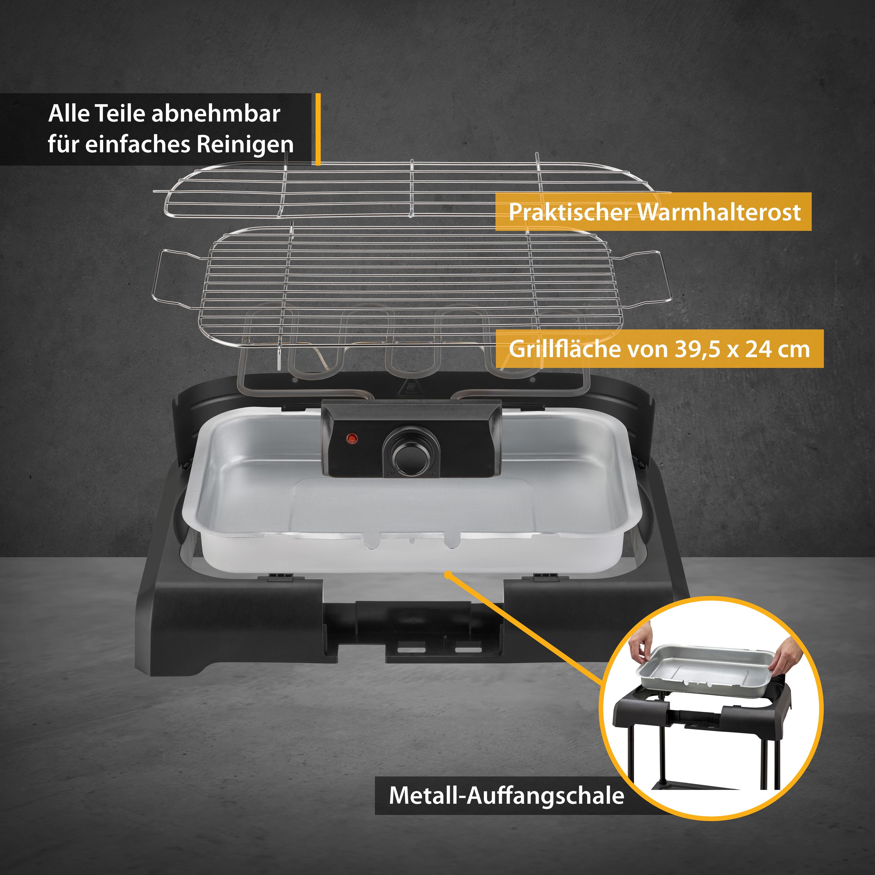Elektrogrill 2in1: Standgrill und Tischgrill | 2200 Watt