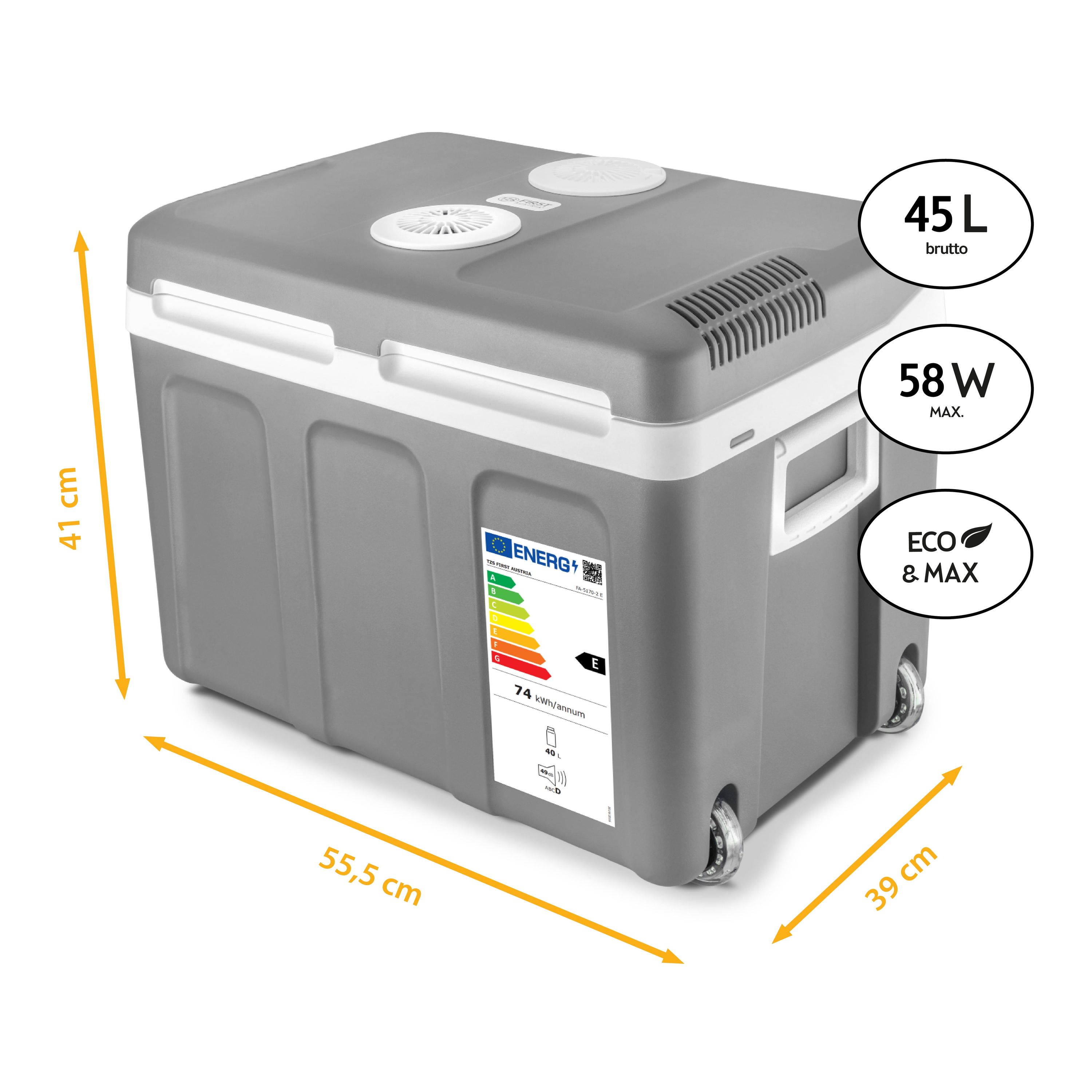Elektrische Kühlbox | 45 Liter | Grau