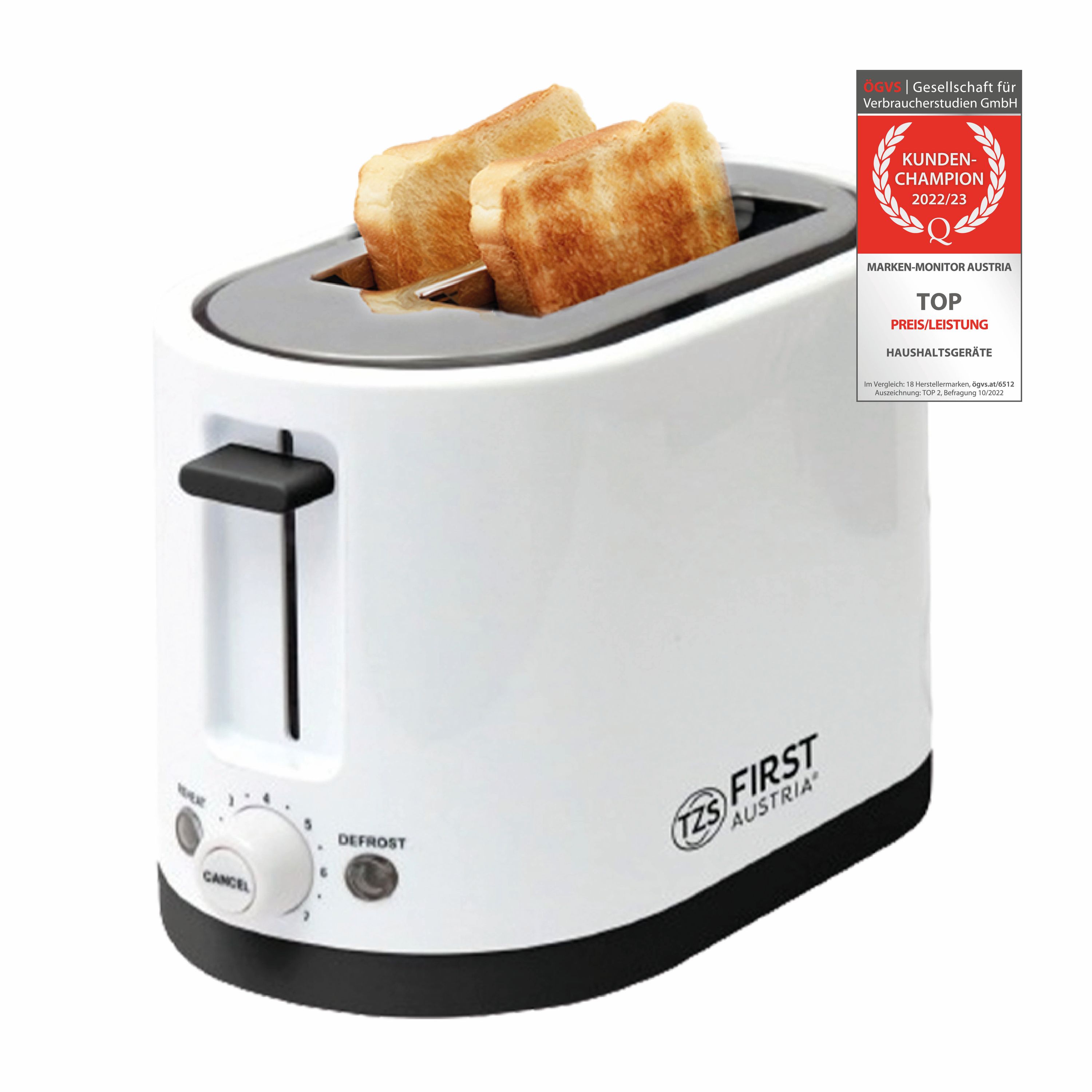 Toaster | 2 Scheiben |  750W | Weiß