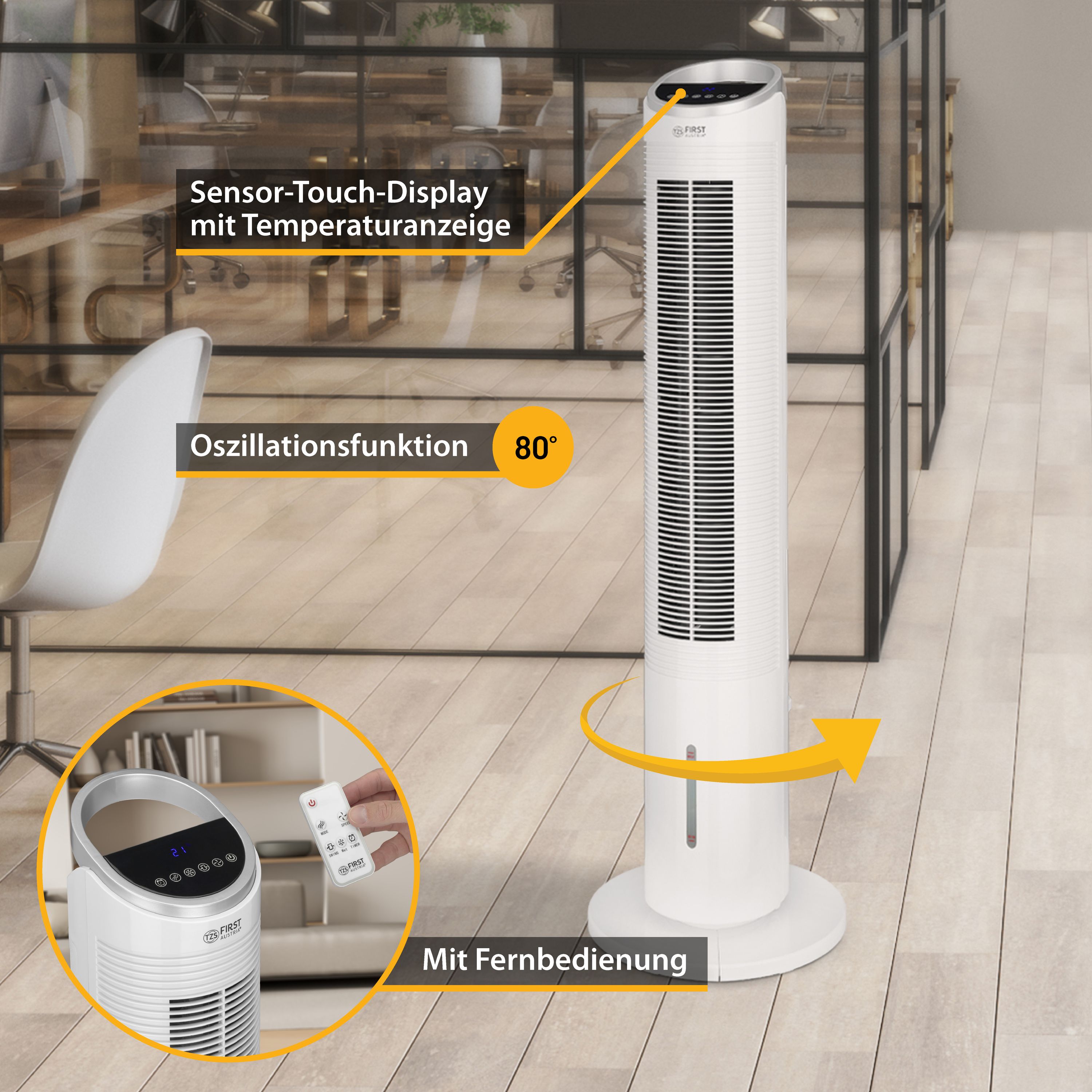 Turmventilator mit Air-Cooler-Funktion | 102 cm | Weiß